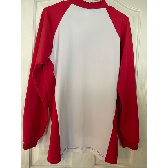 Mizuno Mens Red & White Colorblock Mock Neck Raglan Sleeves Sweatshirt Size XL - Picture 8 of 12
